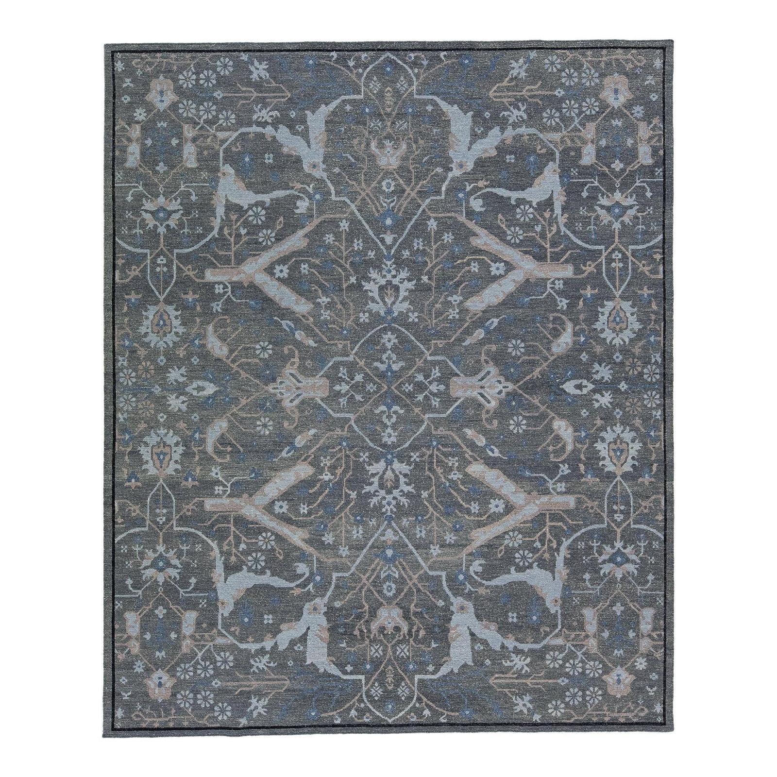 Gray Modern Soumak Handmade Wool Rug 8' x 10' Geometric Design (1 of 7)