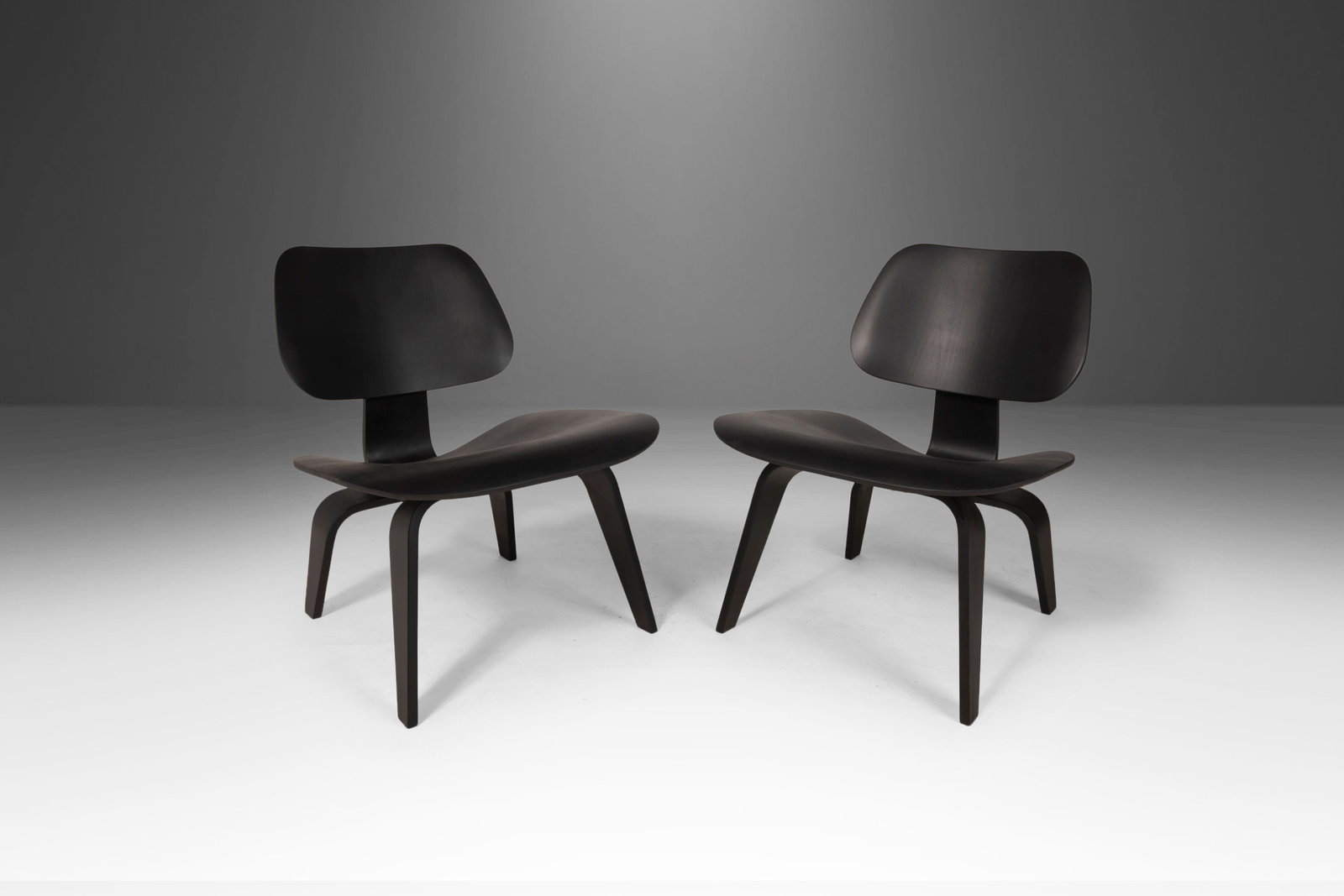 Limited Edition Set of 2 Ebonized LCW Lounge Chairs by Eames (1 of 10)