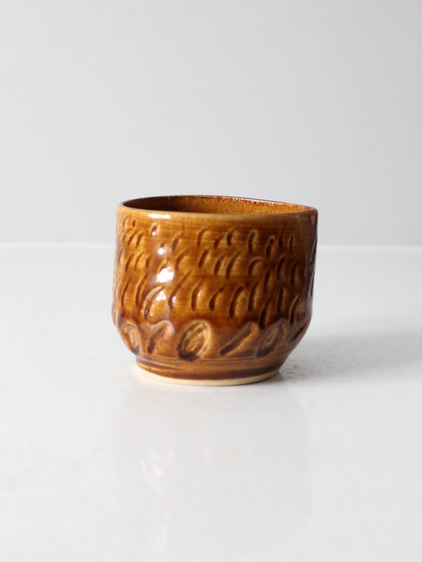Unique Vintage Studio Pottery Bowl with Spout in Caramel Glaze (1 of 10)