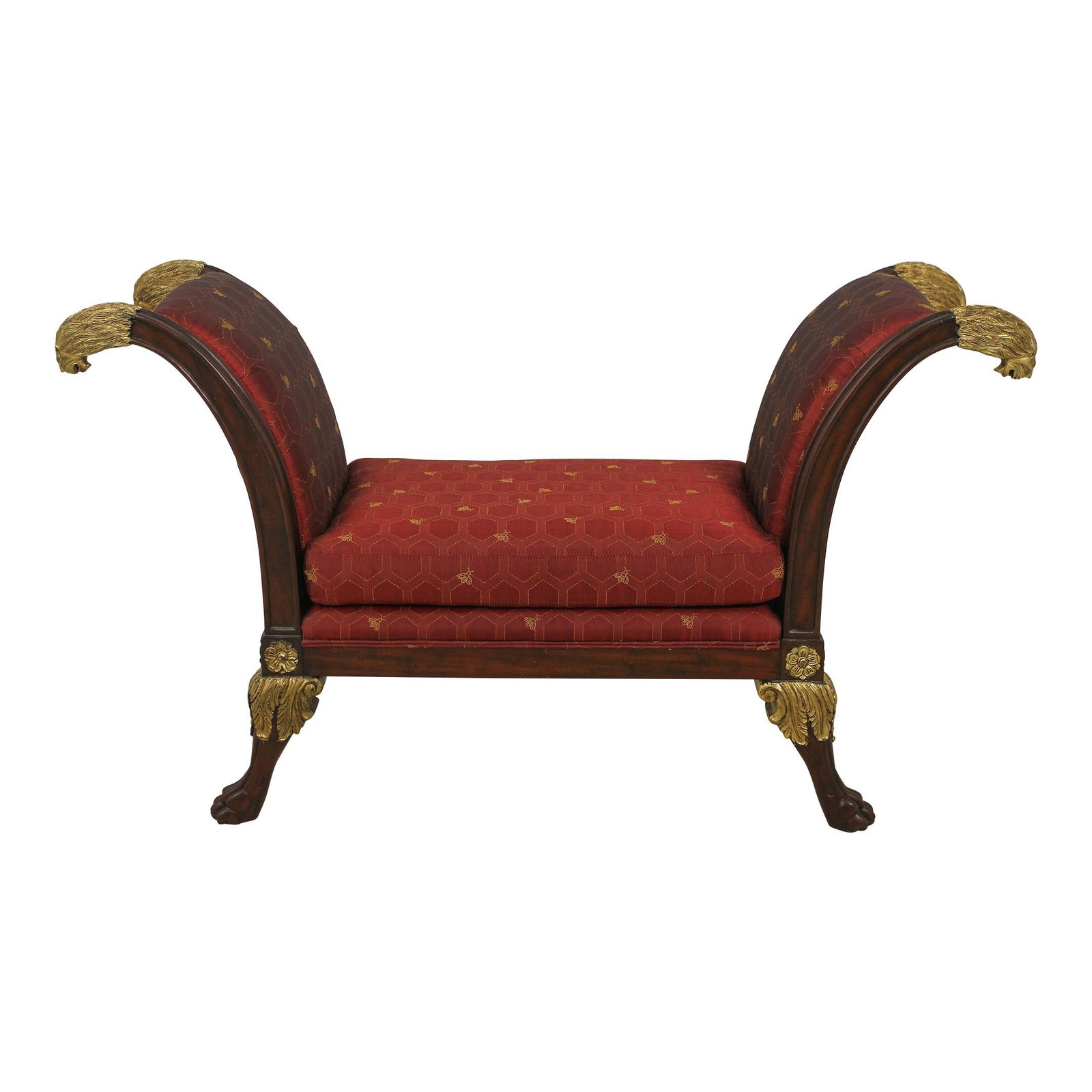 Maitland Smith Regency Lion Head Bench with Iridescent Upholstery (1 of 10)