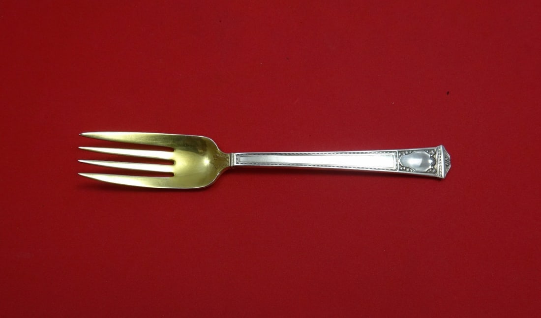 Tiffany & Co San Lorenzo 4-Tine Sterling Silver Pastry Fork Gold Washed 6 Inch (1 of 1)