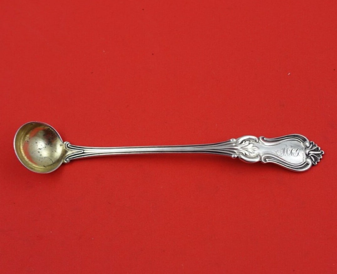 W. Moir Prince Albert Sterling Silver Mustard Ladle Gold Wash 5 5/8" (1 of 3)