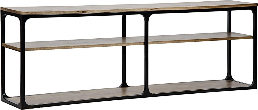 Novie Console Table in Matte Black Steel and Dark Walnut (1 of 3)