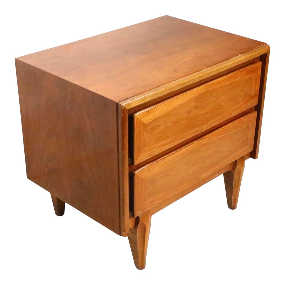 Two Drawer Wood Nightstand with Inlay by American of Martinsville (1 of 10)