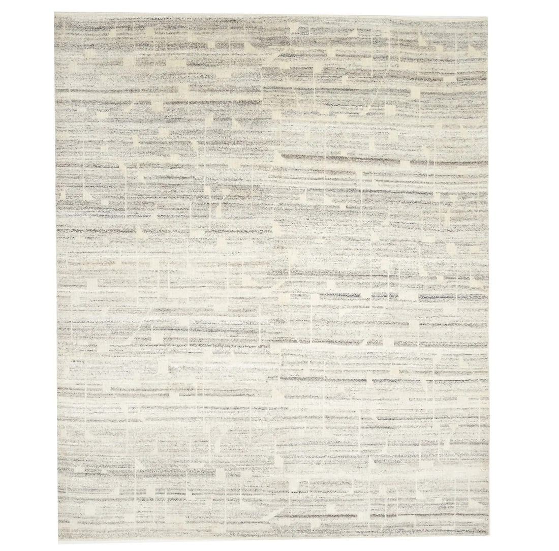 Modern Abstract Wool Area Rug 8'1 x 9'10 Hand-Knotted Bas-Relief Design (1 of 15)