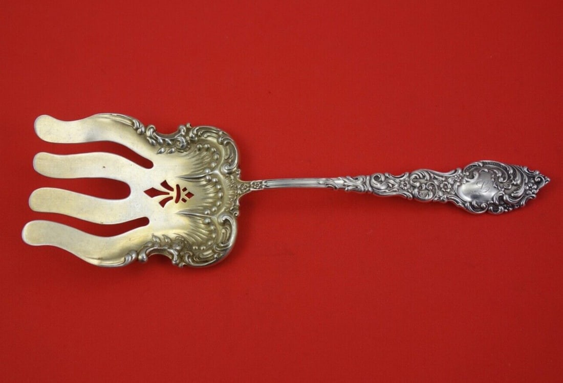 Unger Passaic Sterling Silver Asparagus Fork Gold Washed 8 5/8 inches (1 of 2)