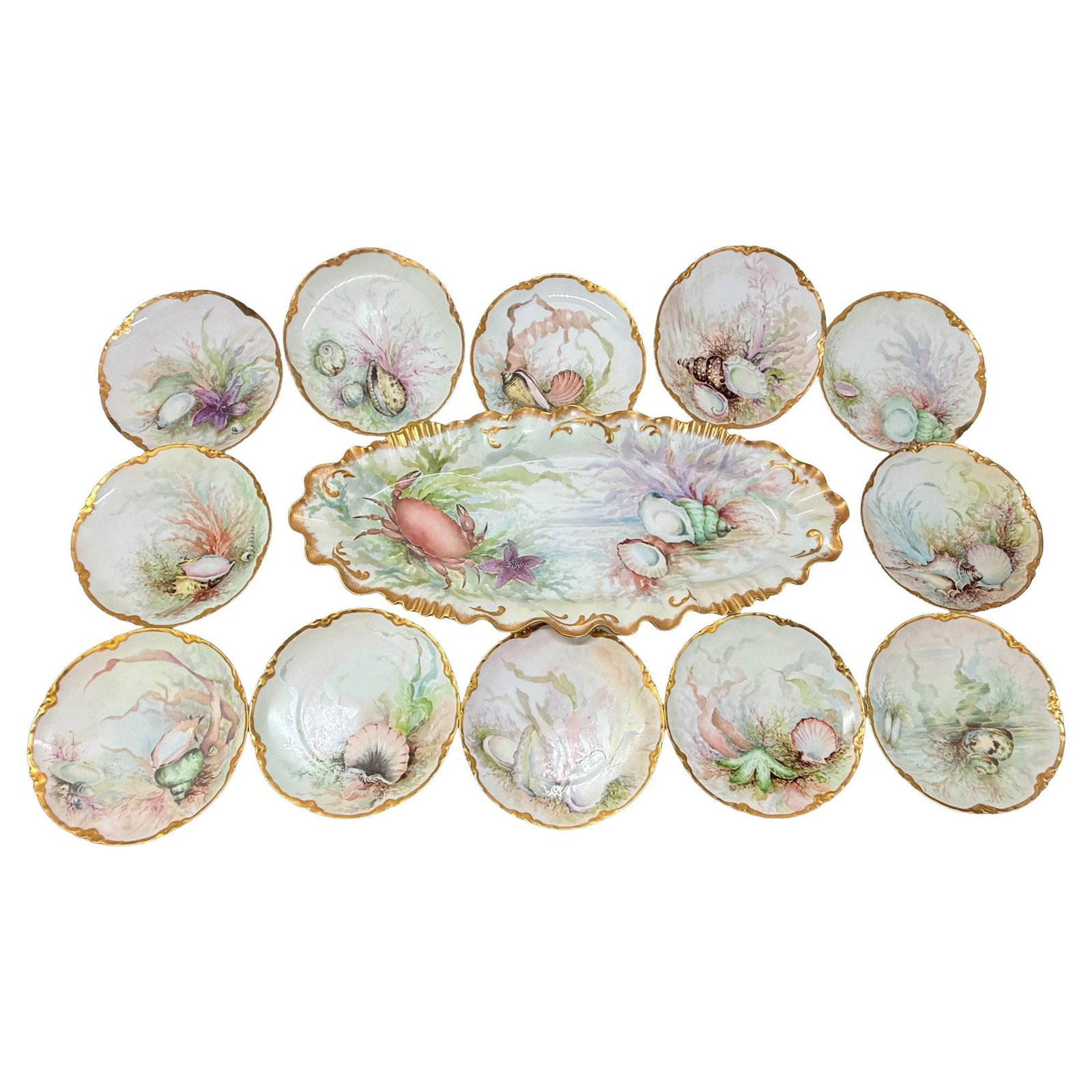 Haviland Limoges 13 Piece Seafood Set Circa 1890 Belle Epoque Porcelain (1 of 13)