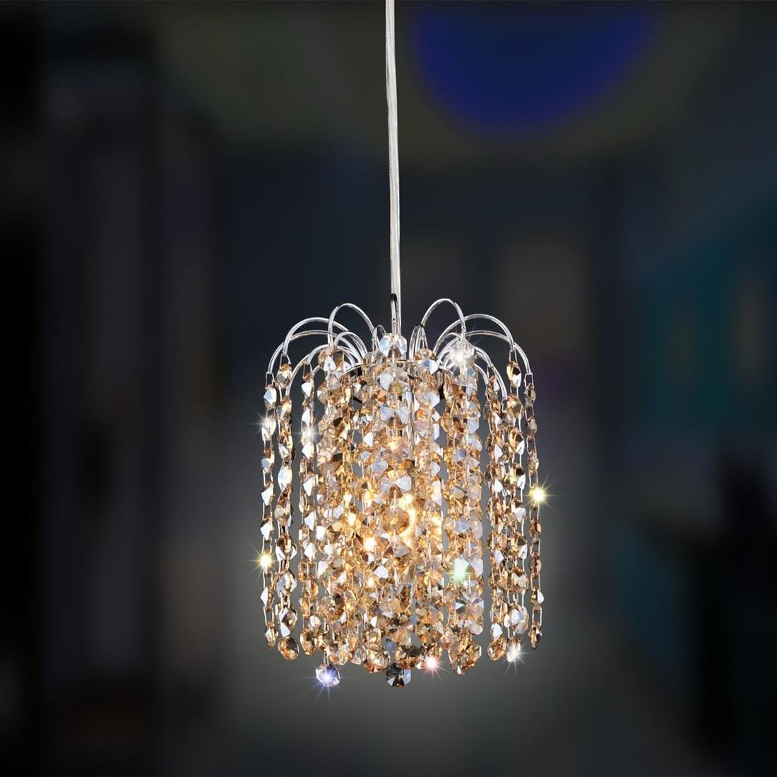 Kalco Chrome Milieu 1-Light Pendant with Crystals Indoor Lighting (1 of 1)