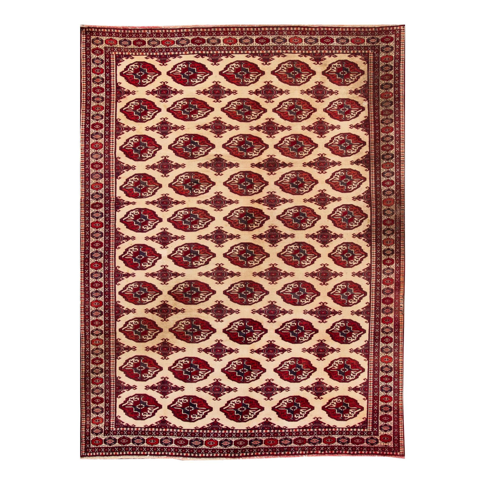 Vintage Turkish Handmade Overdyed Wool Rug Beige Red Medallion 6 x 8'4 (1 of 10)