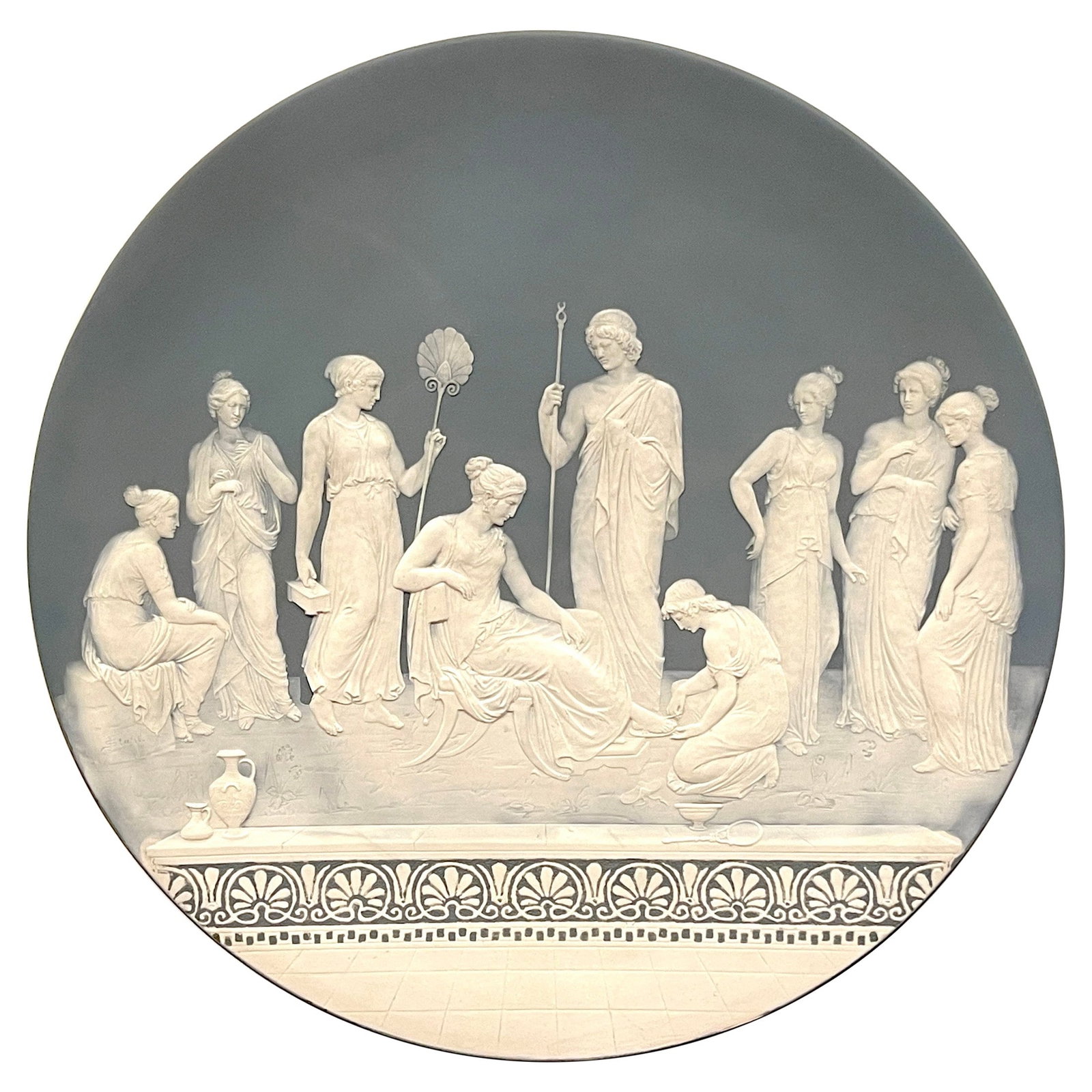 Jean Baptist Stahl Neoclassical Charger 1890s Pate-sur-Pate Court Scene (1 of 15)