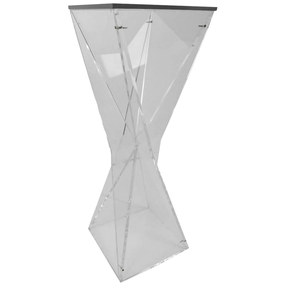 Stylish Modernist Lucite Pedestal with Black Top 40.25" (1 of 10)