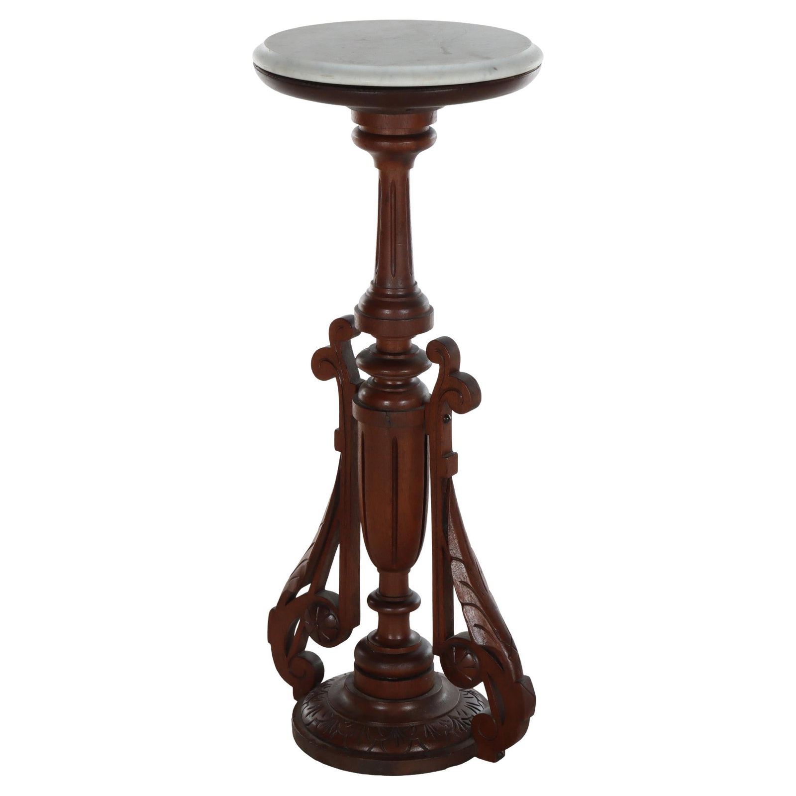 Renaissance Revival Walnut Plant Stand with Marble Top circa 1890 (1 of 9)