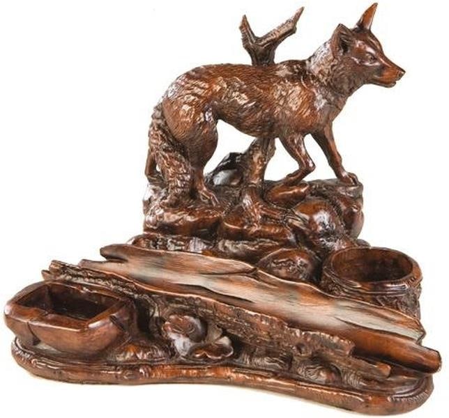 Lodge Style Fox Resin Pencil Holder Tray 5x5x7 (1 of 1)