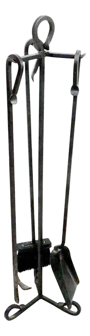 Vintage Wrought Iron Fireplace Tool Set 4 Pieces (1 of 8)
