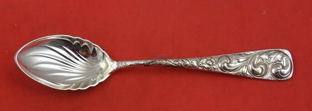Durgin Sterling Silver Scroll Melon Spoon 5 3/4 Inch (1 of 2)