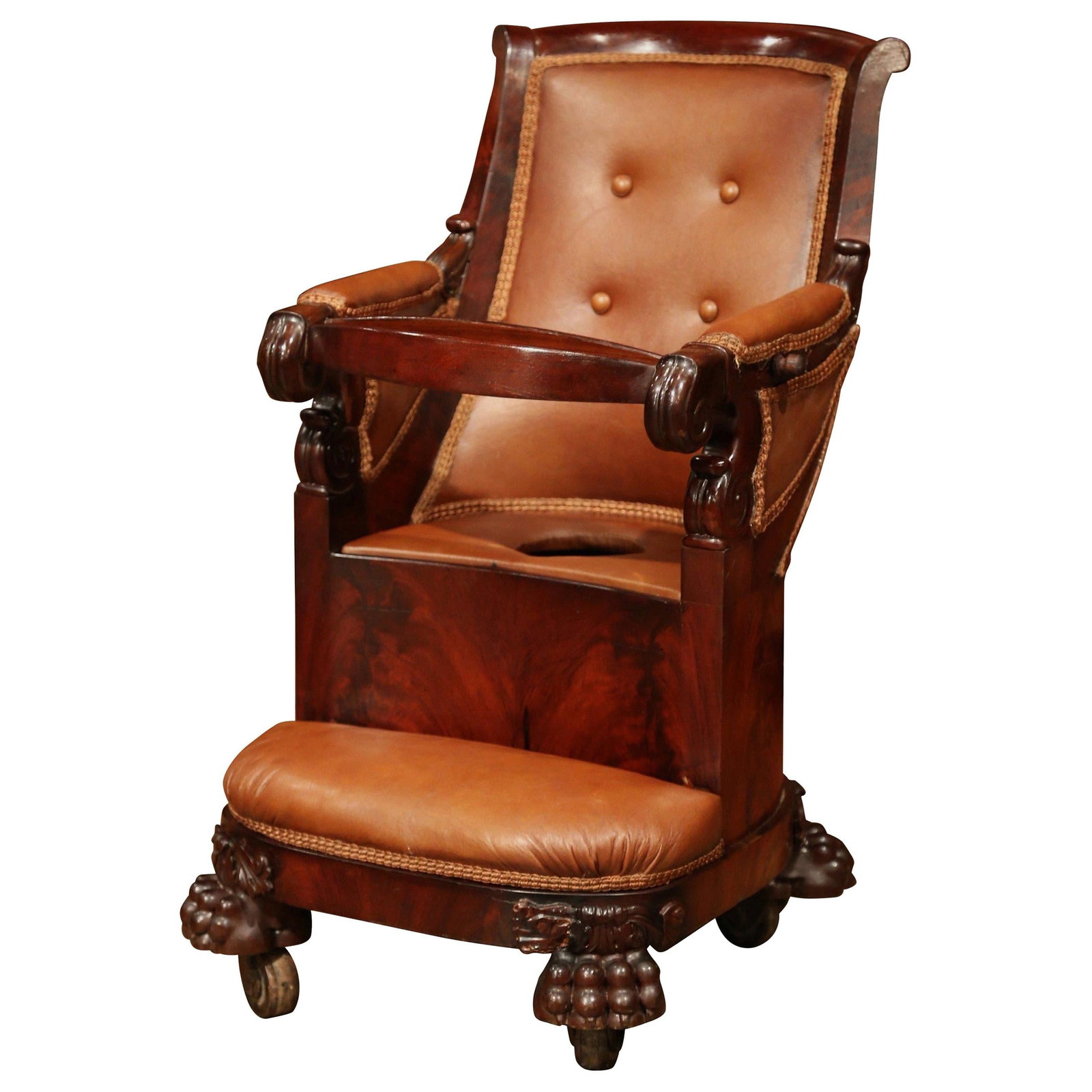 Antique 19th Century French Napoleon III Child Armchair with Tray: Antique 19th Century French Napoleon III Child Armchair with Tray Experience the elegance of the 19th century with this exquisite Napoleon III carved child armchair. Crafted in France circa 1860, this