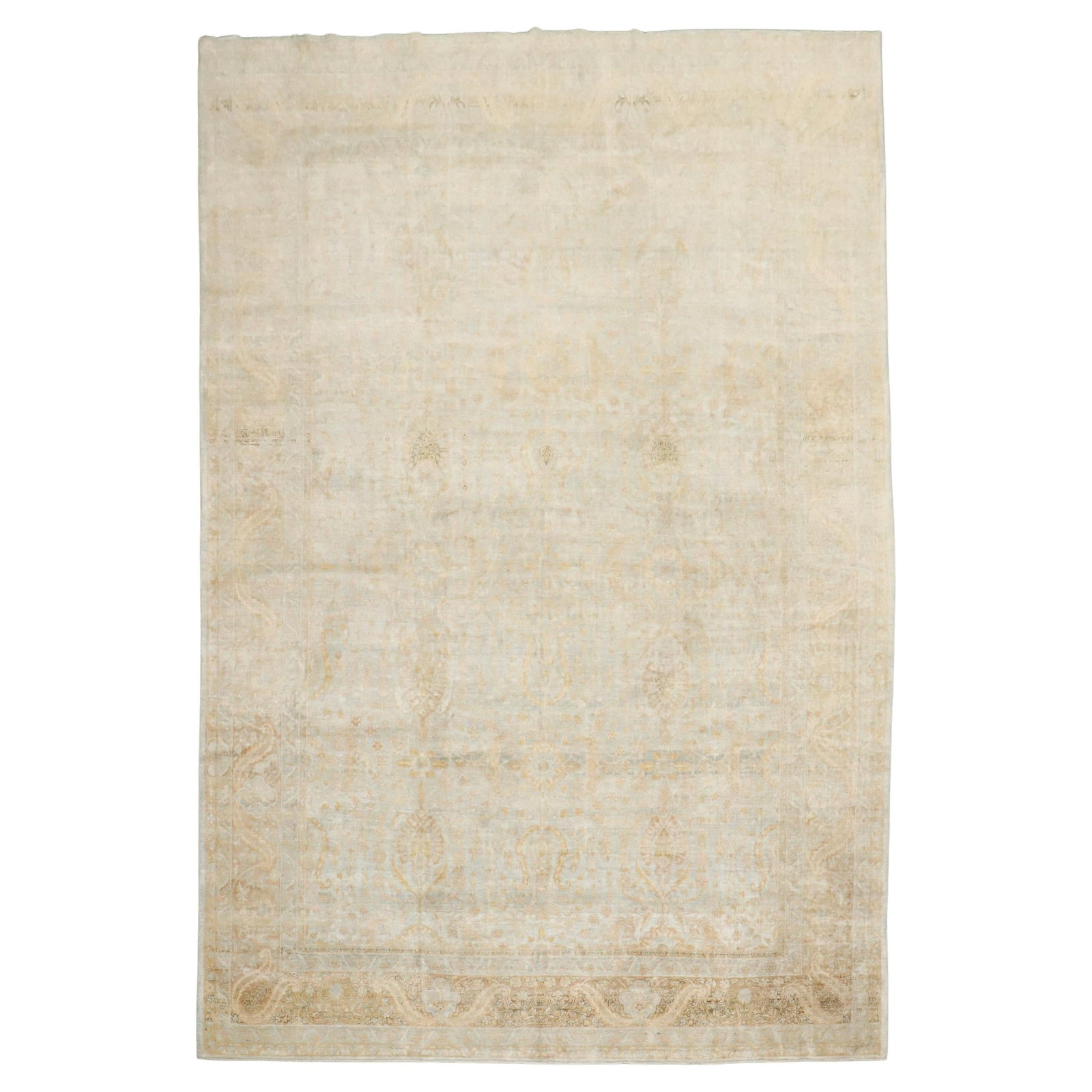 Antique Persian Kerman Rug Light Blue Gold Hand-Knotted 8'9" x 12'10" (1 of 18)