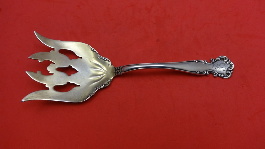 Alvin Simmons Flanders Old Goldwashed Sterling Silver Asparagus Fork 7.5" (1 of 1)