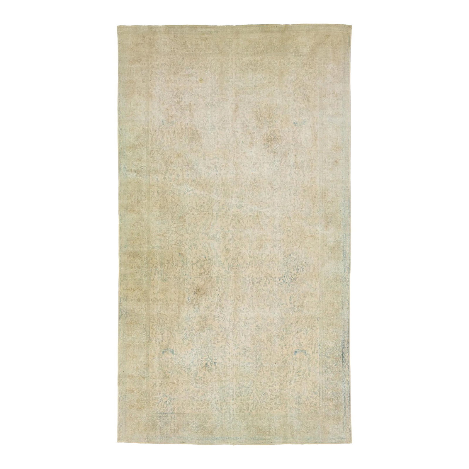 Antique 1910s Indian Agra Wool Rug 10'9 x 19'4 Floral Design (1 of 9)