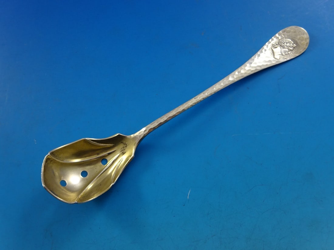 Wood & Hughes Medallion Sterling Silver Olive Spoon 6.25 Inch Victorian (1 of 6)