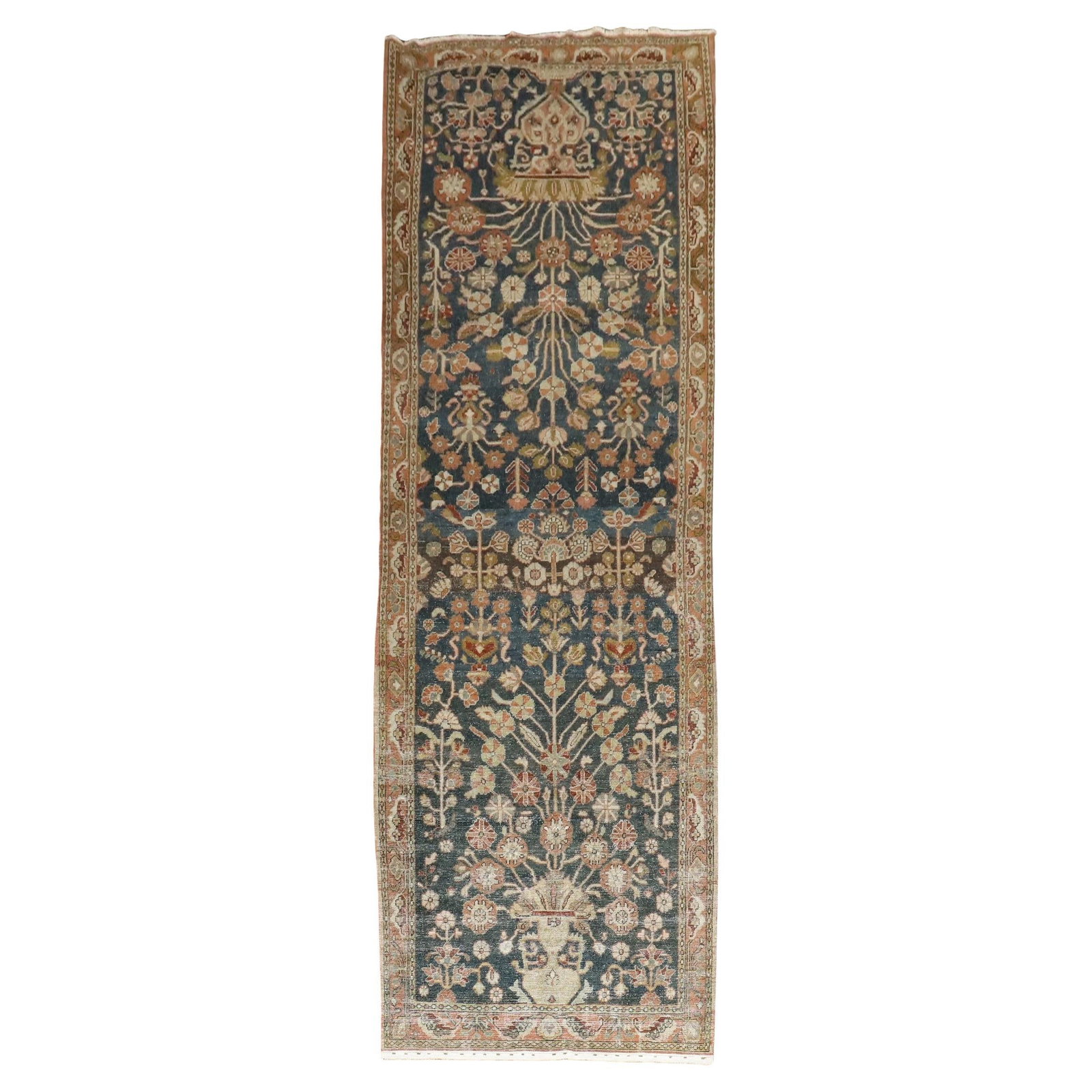 1920s Persian Malayer Hand-Woven Dark Wide Runner 4 x 13'7: 1920s Persian Malayer Hand-Woven Dark Wide Runner 4 x 13'7 Discover the elegance of the Zabihi Collection Dark Wide Persian Runner, a stunning hand-woven piece that showcases traditional craftsmanship