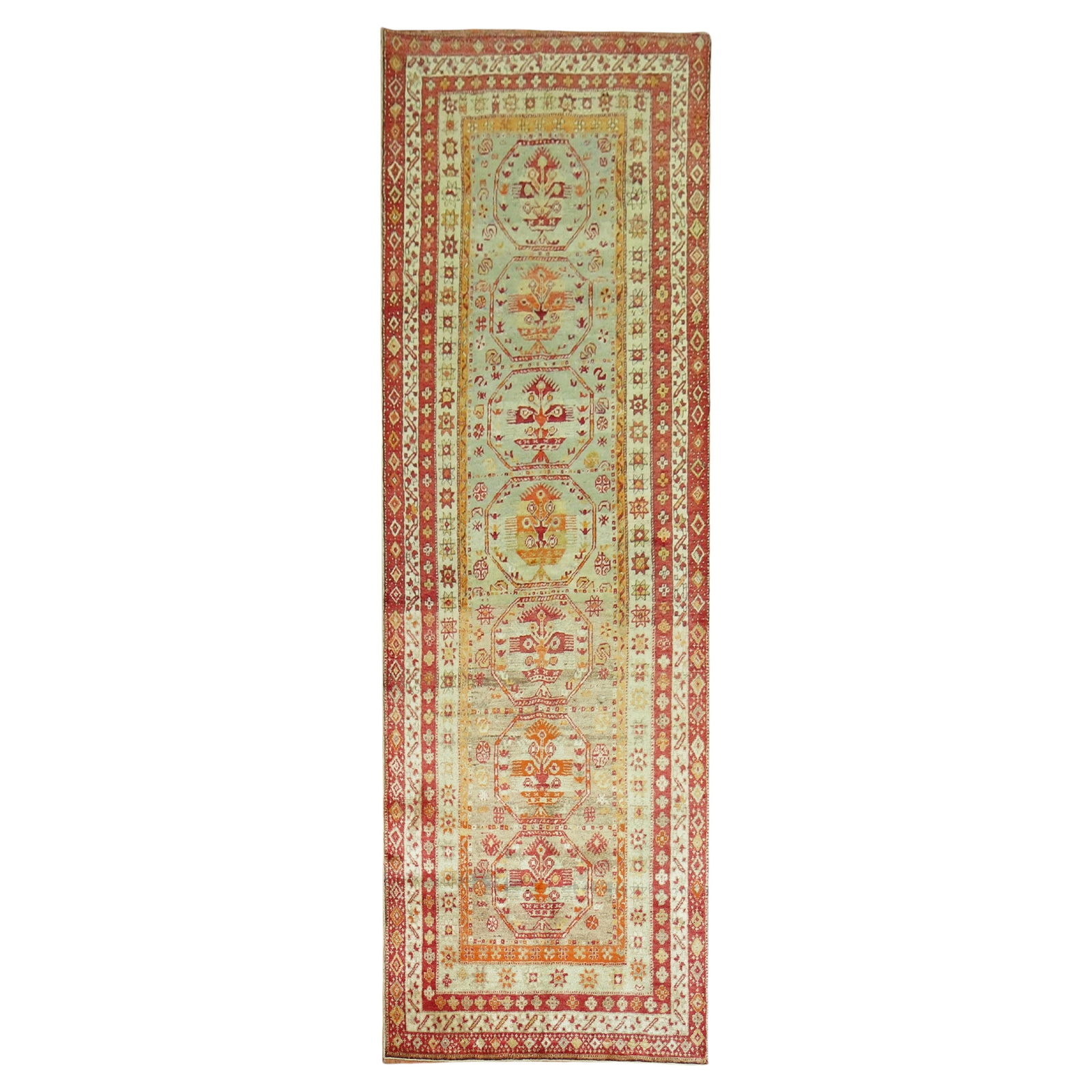 Antique Turkish Sivas Runner 39x109 Hand-Knotted Wool Agra Style (1 of 8)