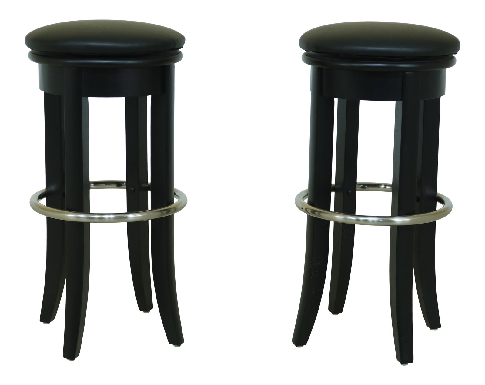 Pair of Modern Black Chrome Revolving Bar Stools (1 of 6)