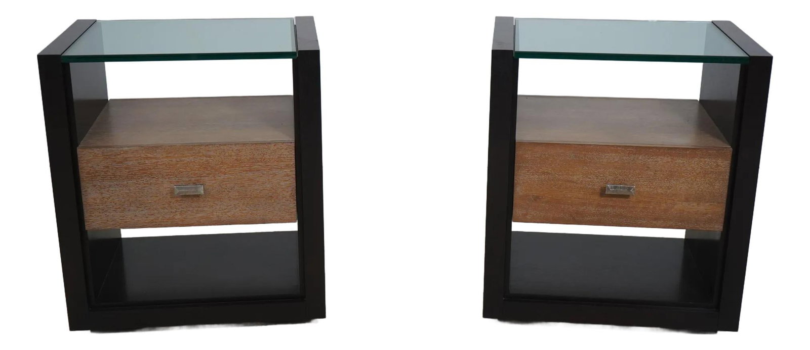 Modern Century Design Large Glass Top Nightstands Pair (1 of 10)