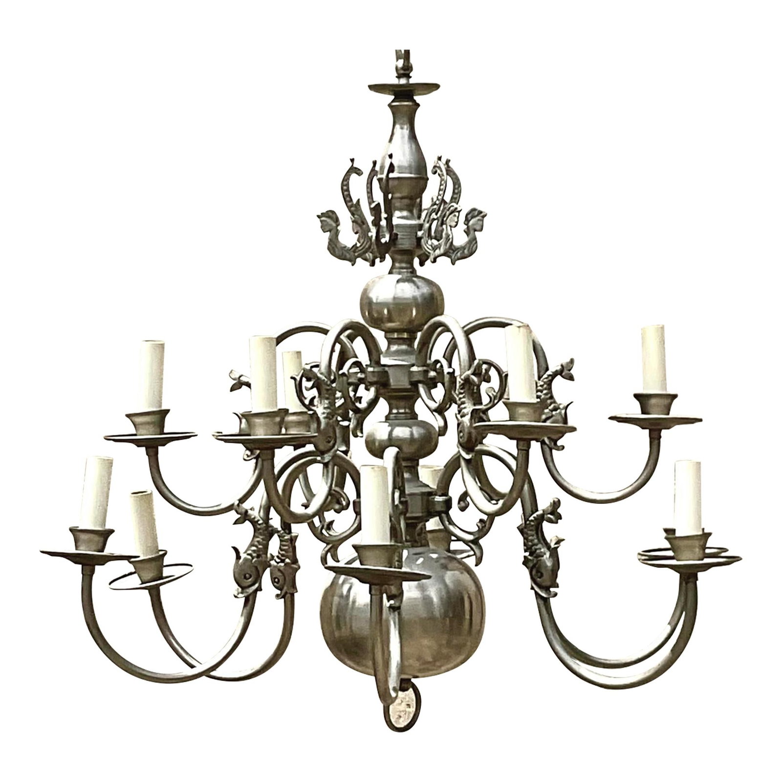 Vintage Regency Mermaid Chandelier Dark Gray Metal 30x30x32 (1 of 6)