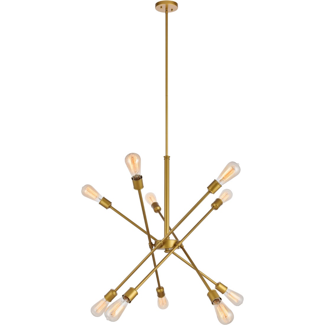 Axel Collection Modern Brass 10-Light Chandelier Adjustable 32.5 Inch Ceiling Fixture (1 of 7)