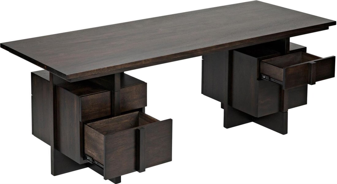 Noir Bridge Desk Ebony Walnut Finish Traditional Style 84" Wide (1 of 11)