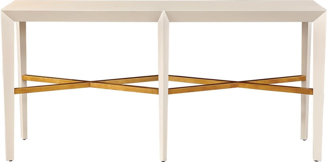 Port Eliot Chic White Lacquer Console Table with X Stretcher (1 of 2)