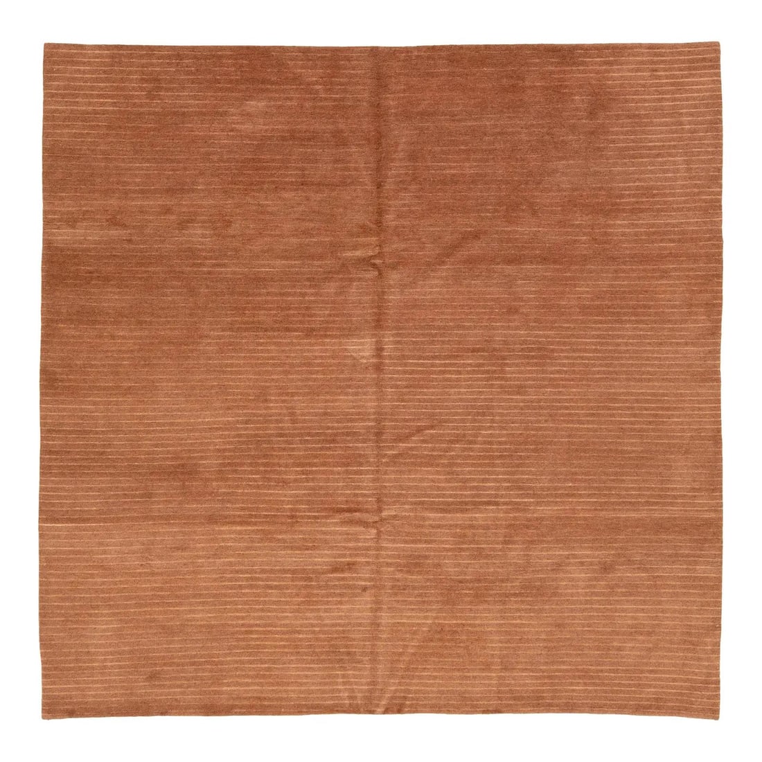 8'1 x 8'2 Modern Tibetan Wool Rug Pale Copper Striped Design (1 of 9)