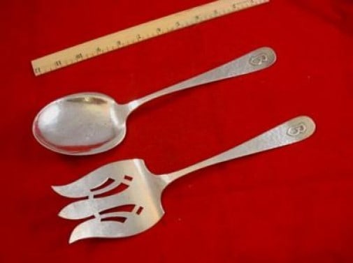 Kalo Sterling Silver Salad Serving Set with Pierced Fork 11.5 inches (1 of 5)