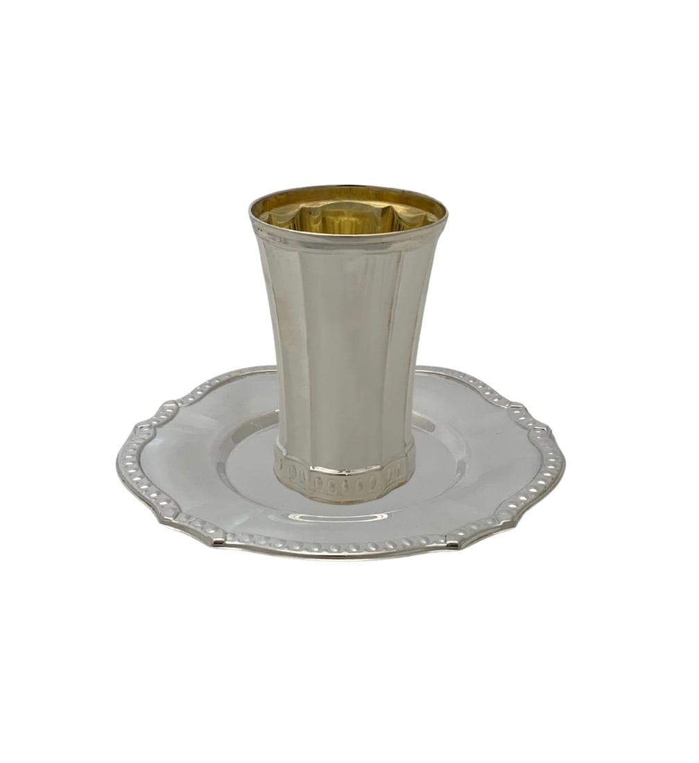 Handmade 925 Sterling Silver Cup and Tray with Ornate Border (1 of 4)