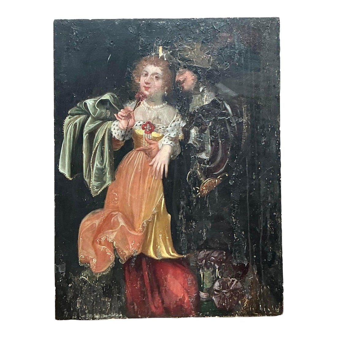 19th Century Continental School Oil Painting on Board Romantic Scene (1 of 6)