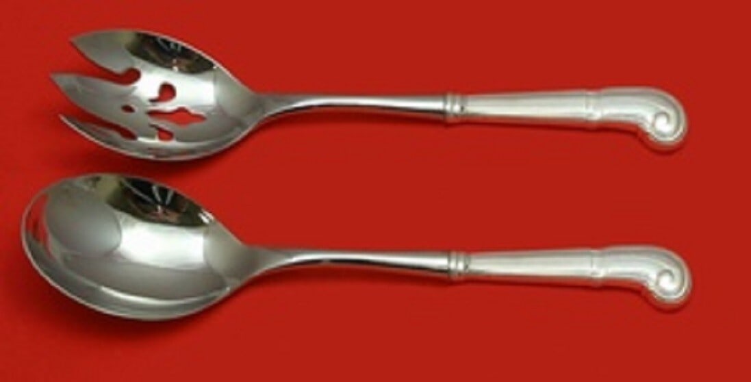 Tiffany & Co Castilian Sterling Silver Salad Serving Set 10.5": Tiffany & Co Castilian Sterling Silver Salad Serving Set 10.5" Elevate your dining experience with this exquisite Castilian Salad Set by Tiffany & Co. Crafted from high-quality sterling silver, this c