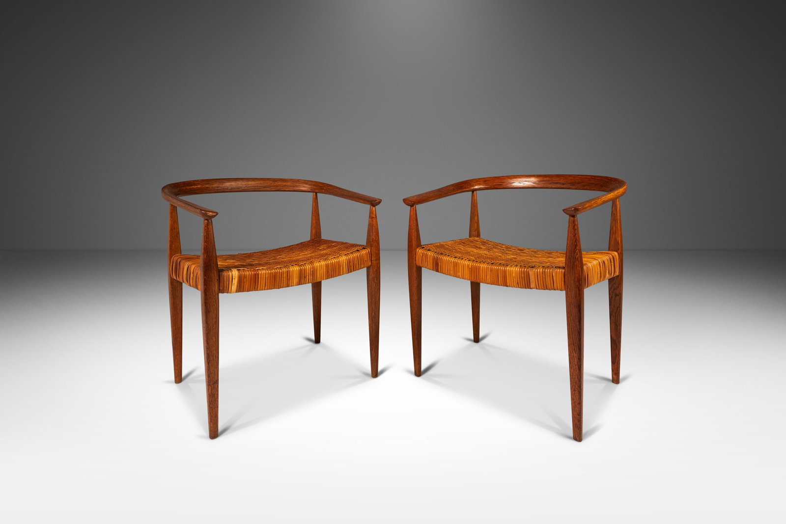 Danish Modern Nanna Ditzel Model 113 Armchairs Set in Oak and Cane (1 of 10)
