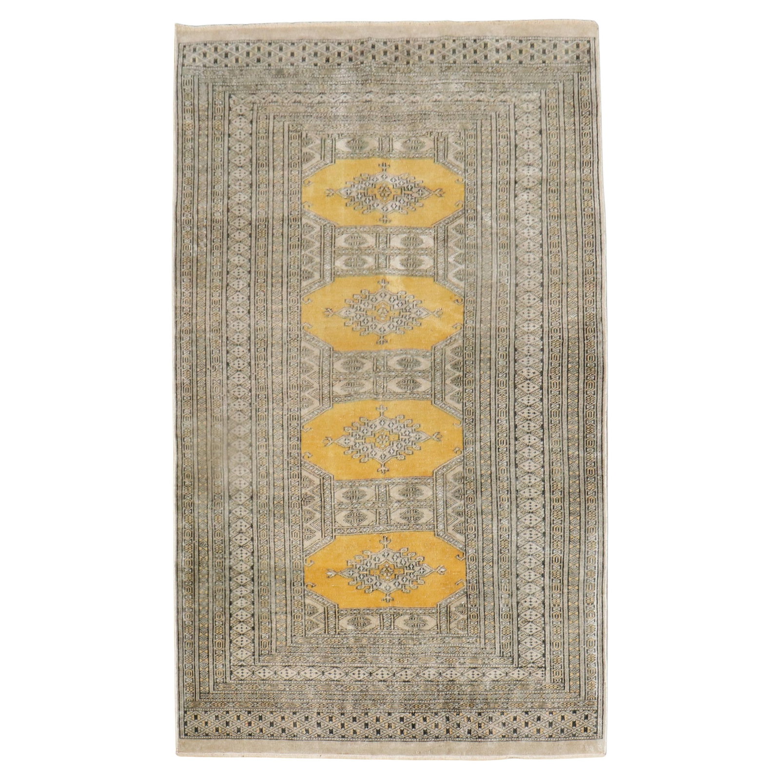 Mustard Hand-Knotted Wool Bokhara Tribal Rug 3'1" x 5'11" Afghan Vintage (1 of 8)