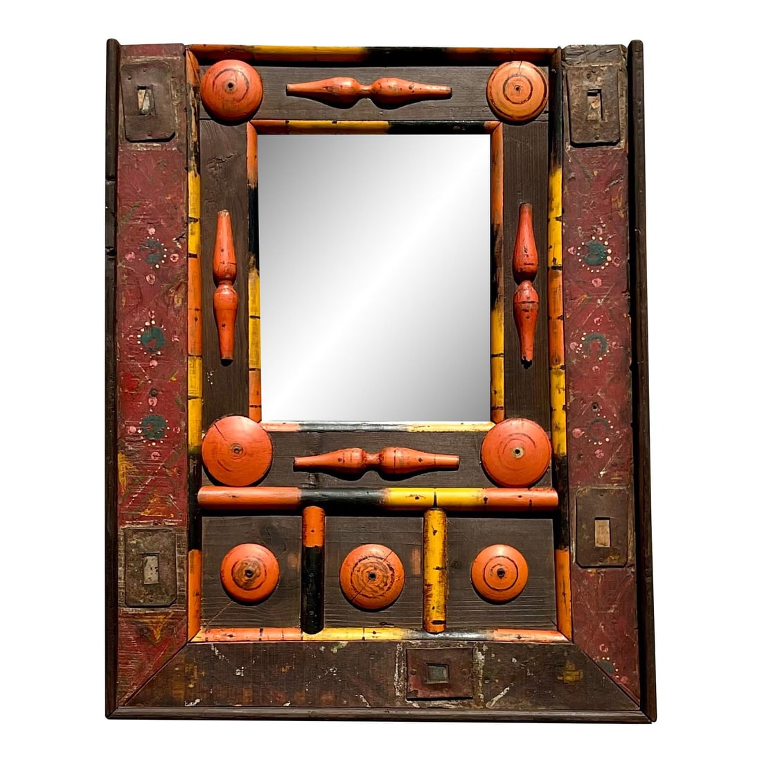 Vintage Boho Wall Mirror Colorful Found Object Assemblage (1 of 7)