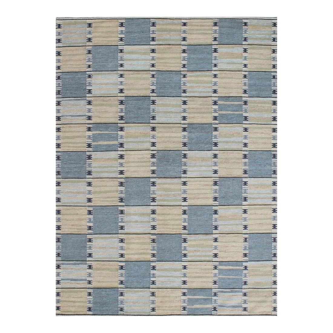 Handmade Wool Rug Scandinavian Design Beige Geometric 10'2 x 14'1: Handmade Wool Rug Scandinavian Design Beige Geometric 10'2 x 14'1 Enhance your living space with this beautiful handcrafted wool rug, showcasing a contemporary Scandinavian design. The rug features a