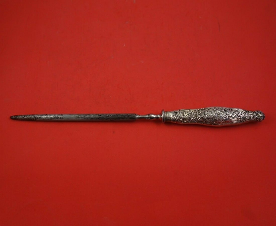 Roast Carving Hone Sterling Silver Chrysanthemum Pattern 13 1/2 Inch (1 of 3)