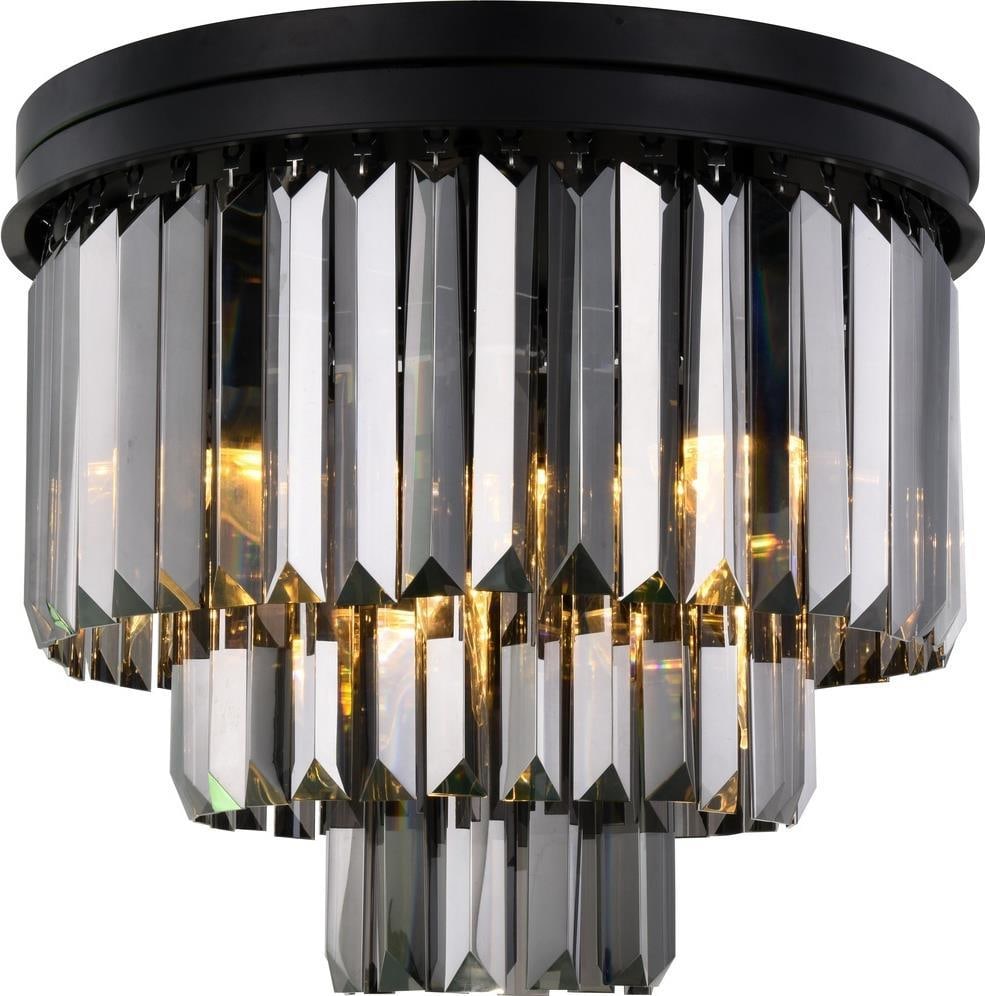 Elegant Lighting Sydney Flush-Mount Light Matte Black Crystal (1 of 1)