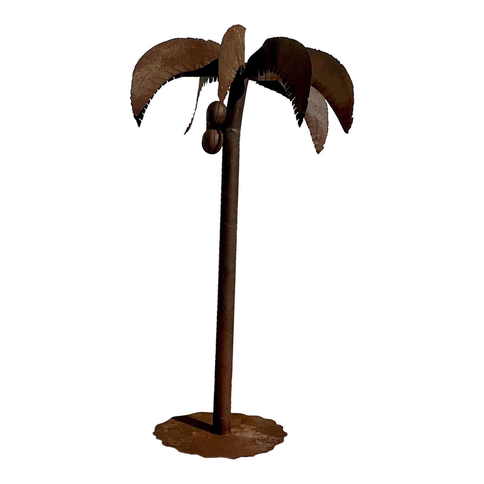 Vintage Patinated Metal Palm Tree Sculpture Boho Tropical Decor (1 of 8)