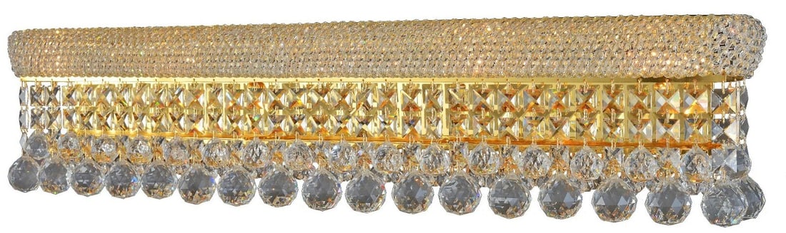 Primo Rectangular 44 Inch Gold Vanity Wall Sconce with 6 K9 Crystal Lights (1 of 3)