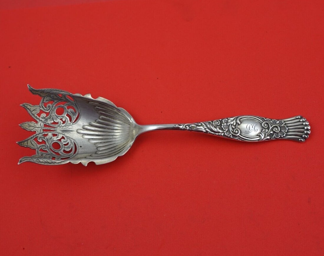 Knowles King Sterling Silver Nut Scoop Bright-Cut 7.5 Inch Serving Piece (1 of 3)