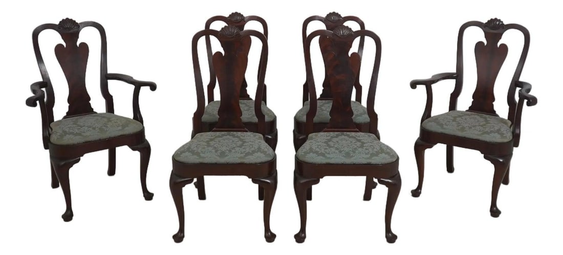 Set of Six Mahogany Richmond Hill Dining Chairs Queen Anne Style (1 of 10)