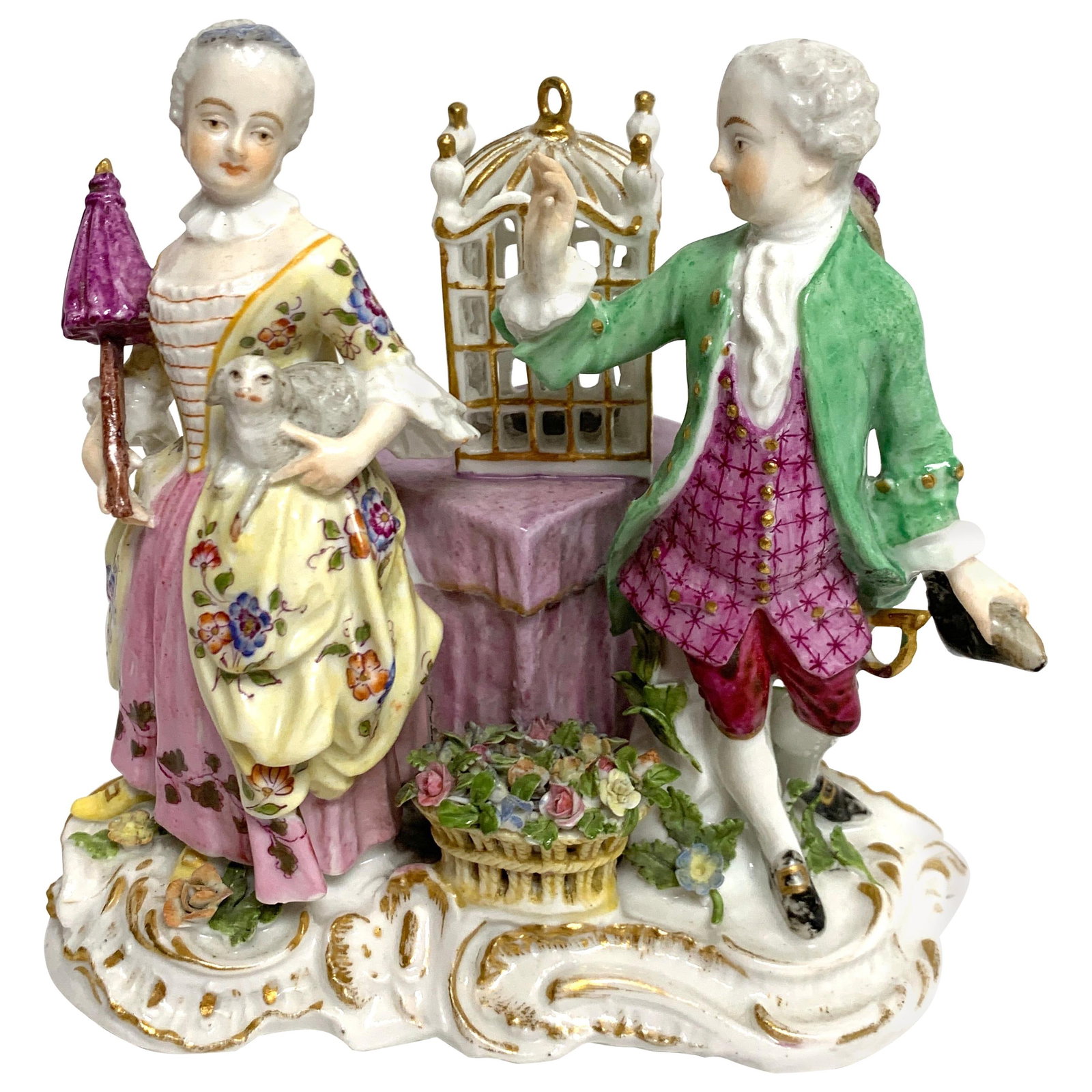 19th Century Meissen Porcelain Birdcage Grouping Germany (1 of 11)