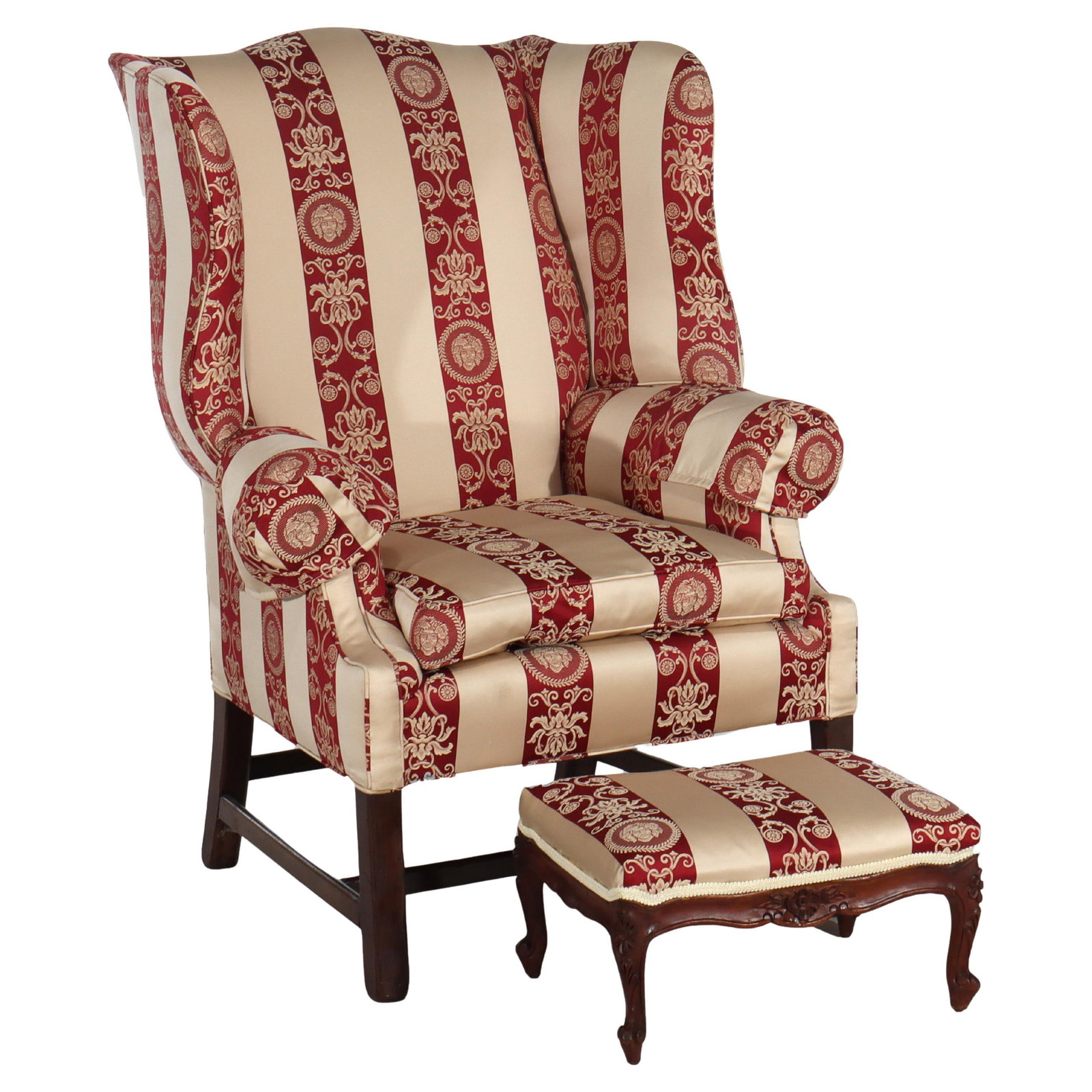 Antique Chippendale Wingback Armchair and Footstool c1880 (1 of 13)