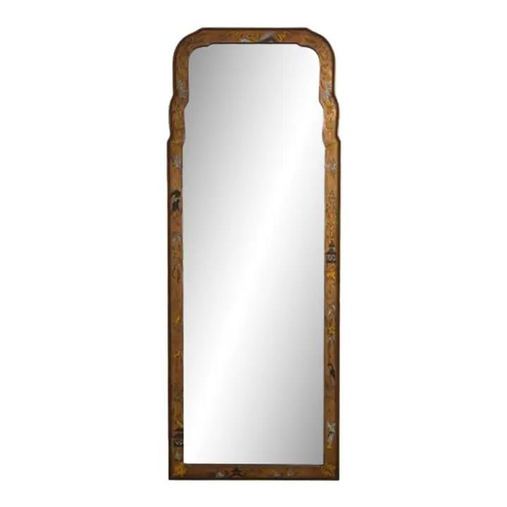 Queen Anne Style Gold Wall Mirror with Beveled Glass and Chinoiserie Frame (1 of 9)